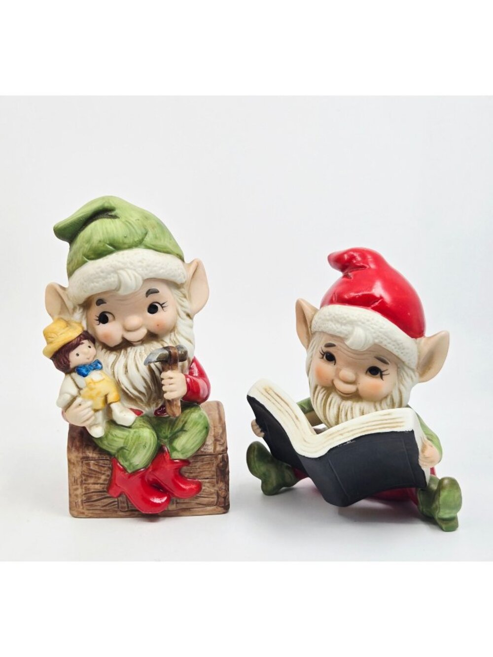 Vintage HOMCO Santas Elves Porcelain Christmas Decor